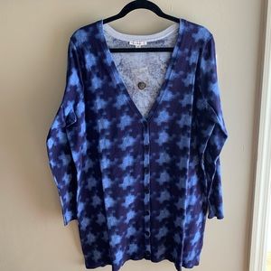 Isaac Mizrahi Live! Watercolor Houndstooth Print Cardigan